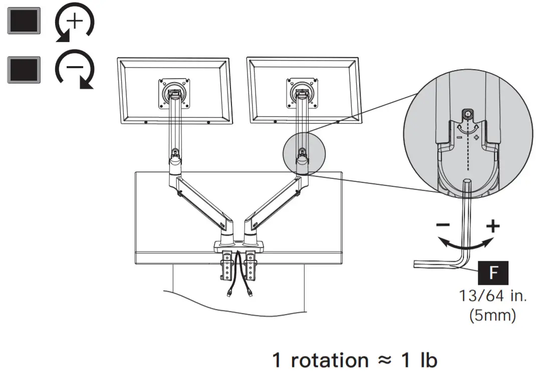ErGear Monitor Desk Mount EGDS2- Adjust Gas Spring Tension 1