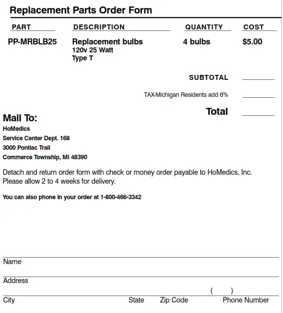 Homedics M-7056 illuminated Beauty Mirror spa Refective Instruction - Maintenance