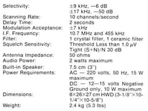 FIG 12 Specifications