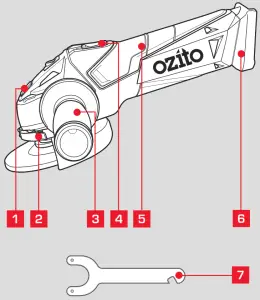 ozito 21031677K 18v Cordless Angle Grinder 115mm - GRINDER