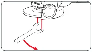 ozito 21031677K 18v Cordless Angle Grinder 115mm - spindle lock down