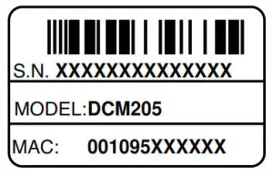 RCA DCM205 Digital Broadband Cable Modem - model number of t he modem