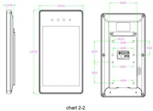 Bresee DR21 8UW U82 8 inch Facial Recognition Door Gate Terminal - product dimensions 1