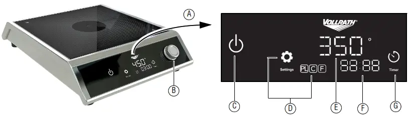 VOLLRATH MPI4 1800 Medium Power Countertop Induction Ranges with Knob Control - CONTROLS