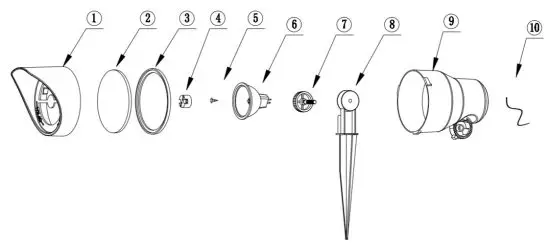 ONE STOP GARDENS 57686 20W 84 Lumen Low Voltage Flood Light - Diagram