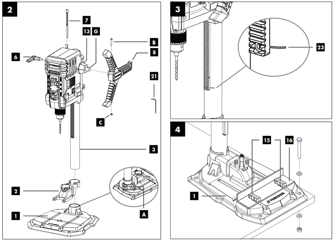 PARKSIDE PTBMOD 710 B2 Bench Pillar Drill - fig1