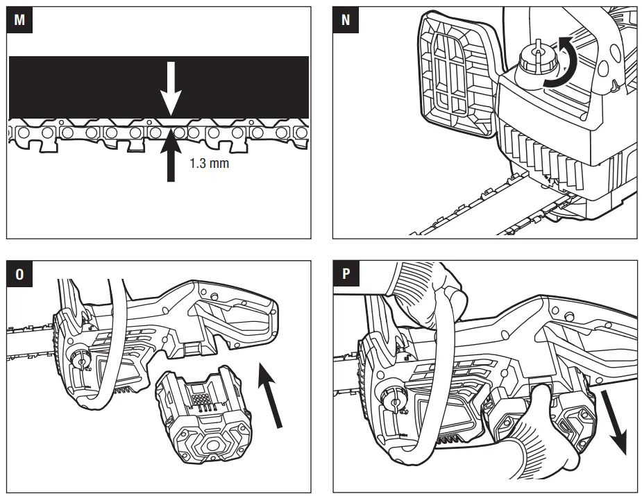EGO CS1400E 56 Volt Lithium-Ion Cordless Chain Saw User Manual - Fig. M,N,O,P