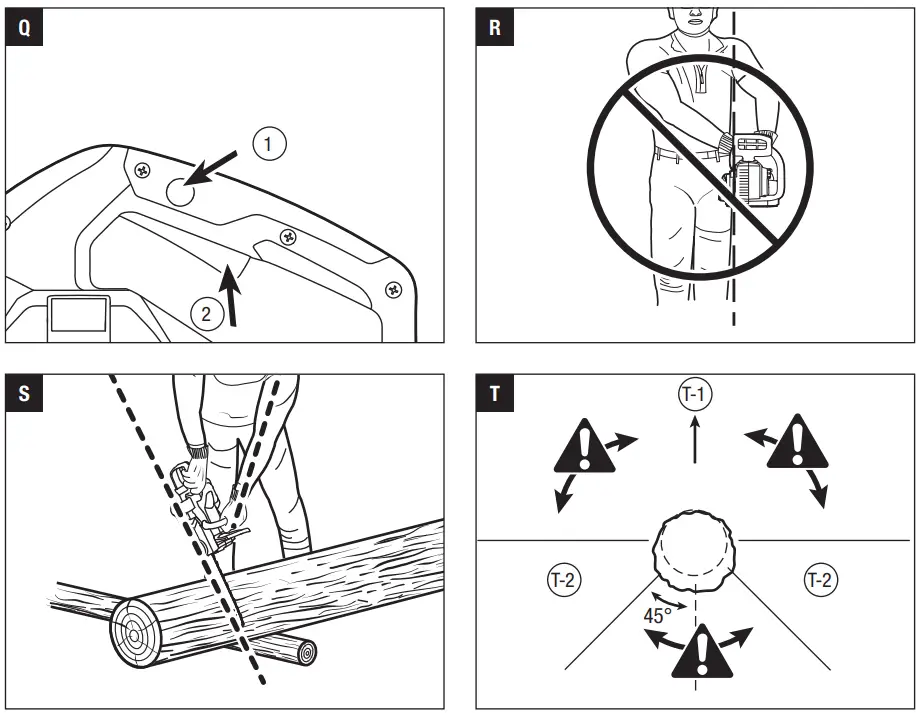 EGO CS1400E 56 Volt Lithium-Ion Cordless Chain Saw User Manual - Fig. Q,R,S,T