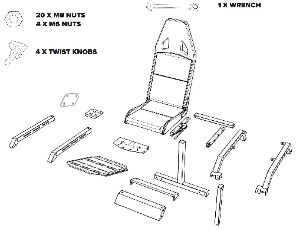 next level Racing Challenger Cockpit Instruction Manual - What’s In The Box