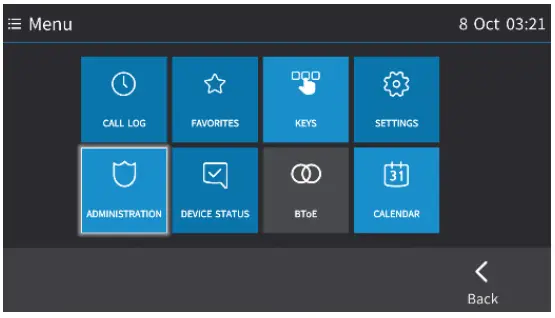 audiocodes 445HD IP Phone with Microsoft Skype for Business - Administration option