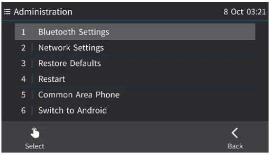 audiocodes 445HD IP Phone with Microsoft Skype for Business - Bluetooth Settings option