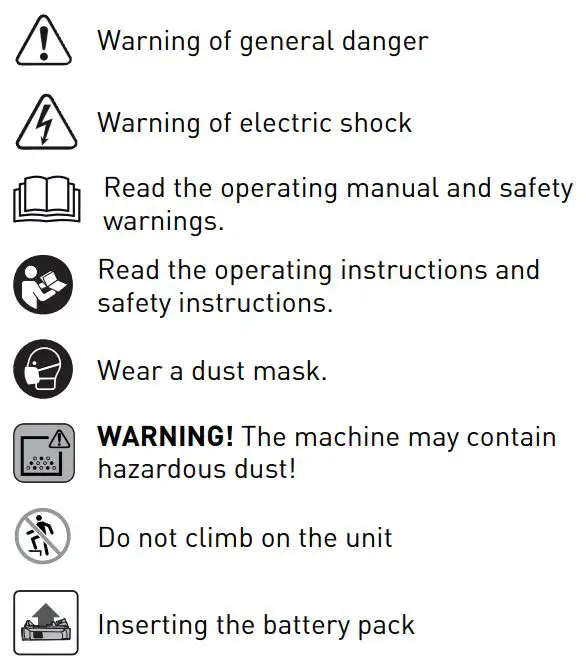 FESTOOL CTC MIDI I Cordless Mobile Dust extractor Instruction Manual - Symbols