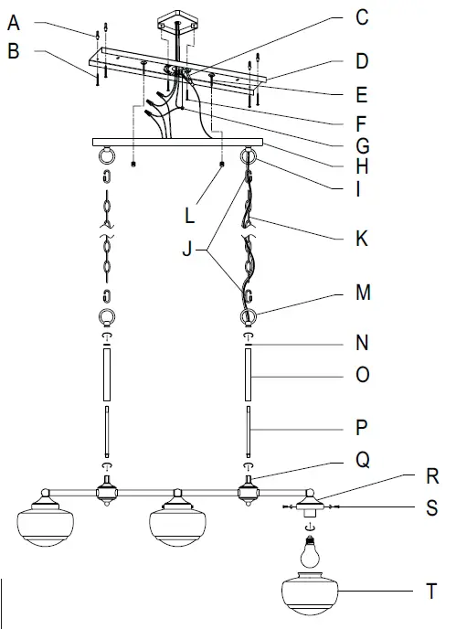 Hunter-19488-3-Light-Linear-Chandelier-fig1