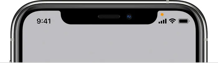 iPhone with orange indicator in status bar
