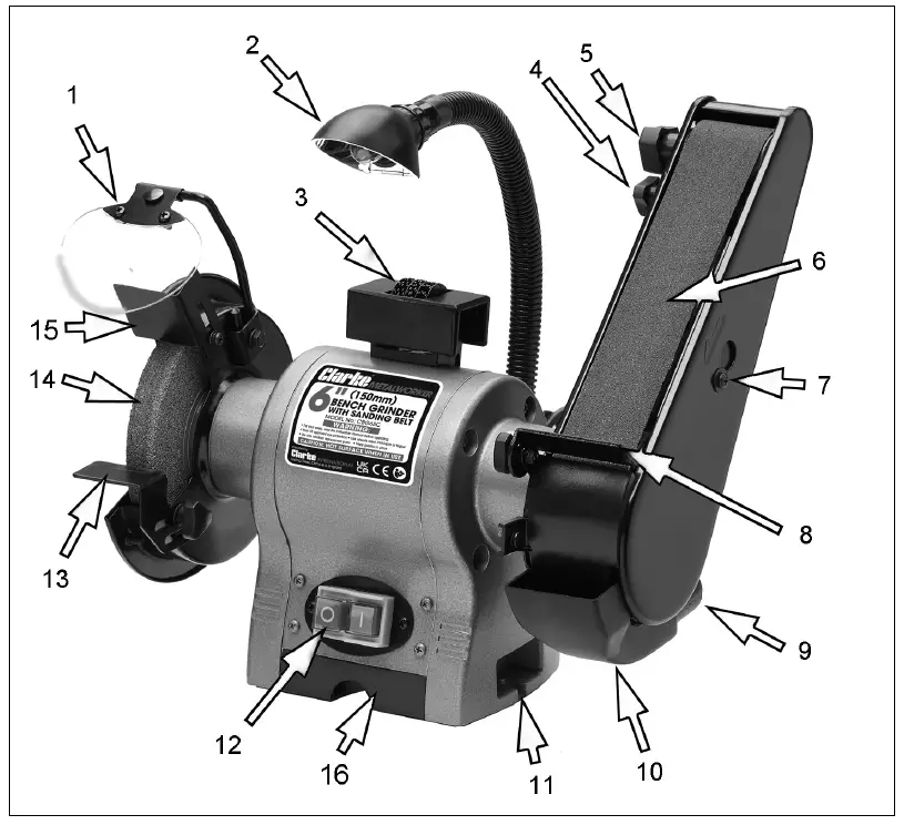Clarke CBG6SC METALWORKER Bench Grinder with Sanding Belt fig 4