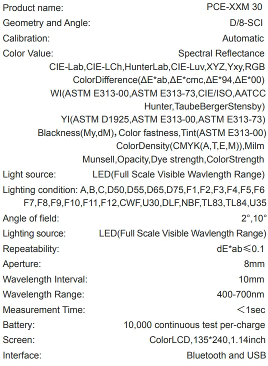 PCE-XXM 30 Photometer Colorimeters-fig6