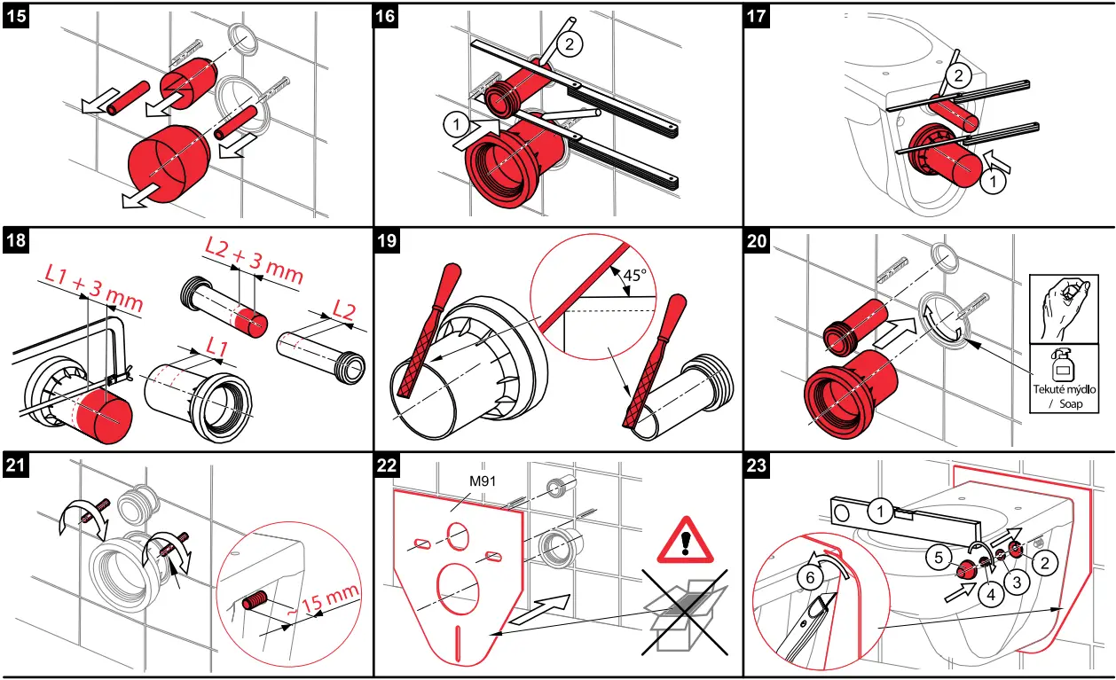 AM100-1000 Toilet Wall Mounting Frame Installation illustration