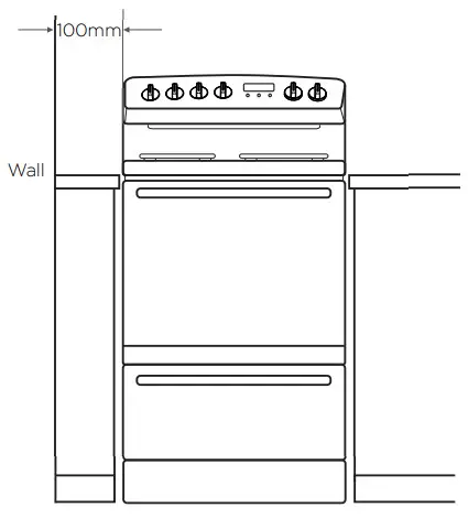 Westinghouse 60cm Upright Cooker - 100mm from the side wall