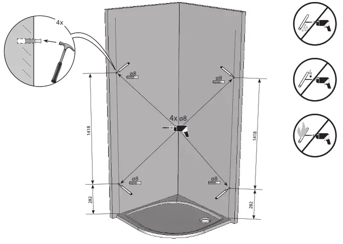 RAVAK Brilliant BSKK4-90 Quarter Circle Shower - 5