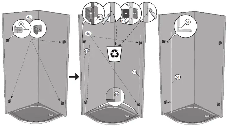 RAVAK Brilliant BSKK4-90 Quarter Circle Shower - 6