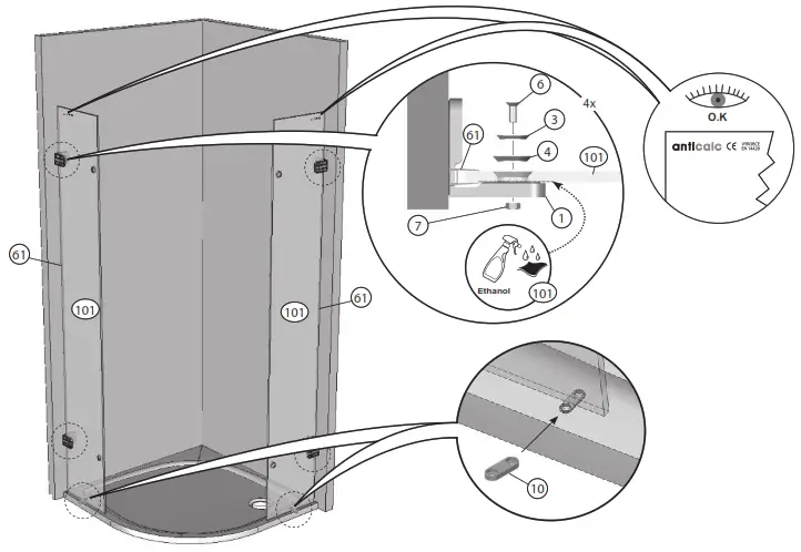 RAVAK Brilliant BSKK4-90 Quarter Circle Shower - 7