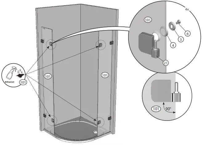 RAVAK Brilliant BSKK4-90 Quarter Circle Shower - 8