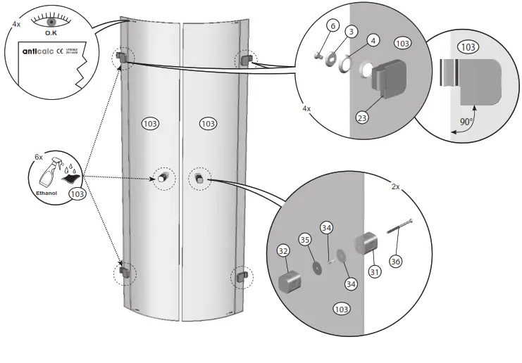 RAVAK Brilliant BSKK4-90 Quarter Circle Shower - 9