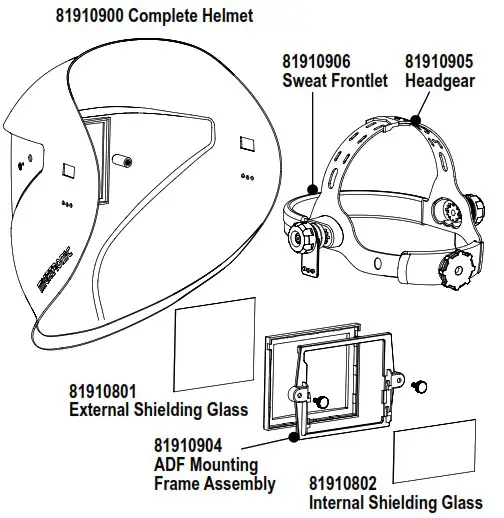 Migatronic 50119032 A FOCUS ADF Welding And Grinding Helmet - PARTS LIST 2