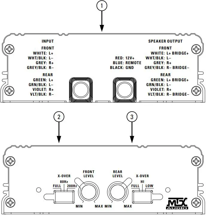 MTX-AUDIO-MUD100-4-400-Watt-RMS-4-Channel-Power-Sports-Amplifier-FIG 2