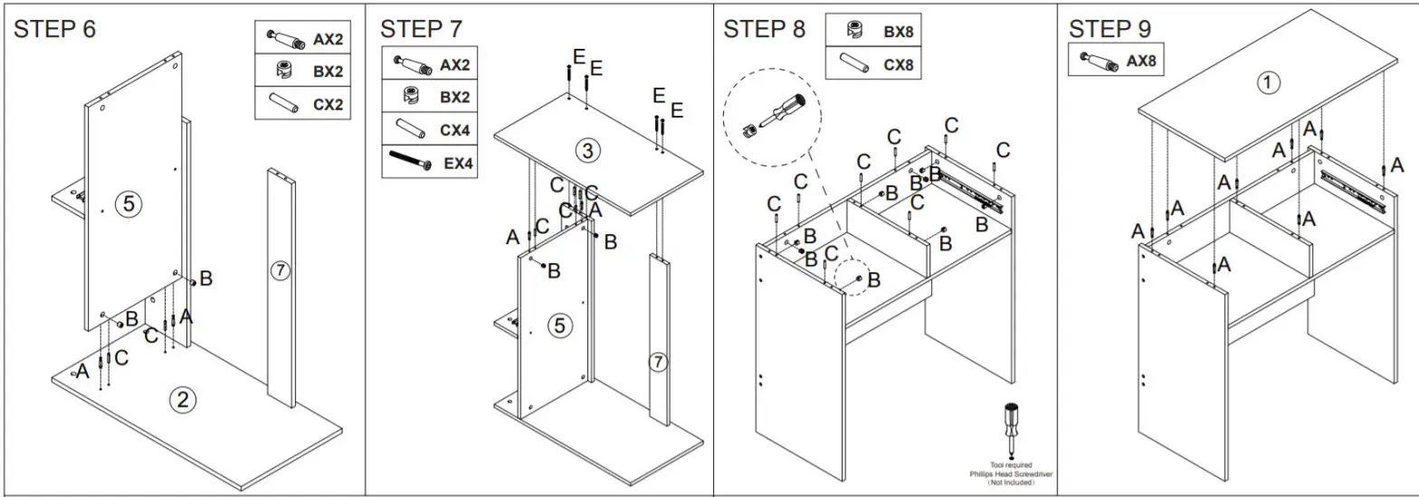 Kmart 42942481 Desk 1 Drawer Oak-STEP 6