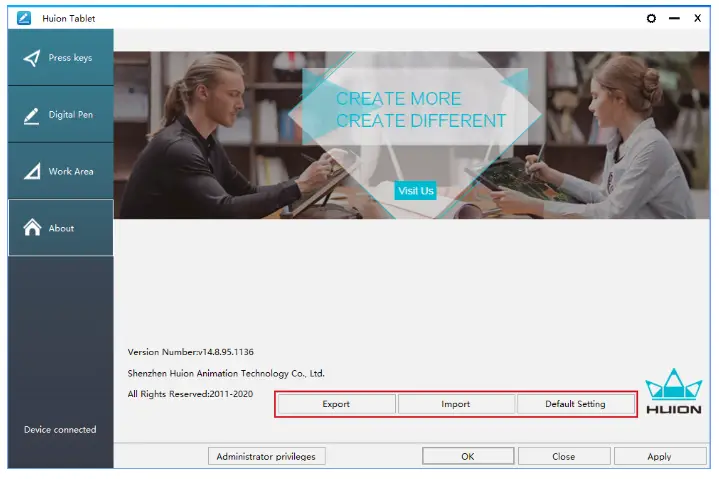 HUION GS2202 KAMVAS 22 Plus Drawing Monitor for Artists - Function Setting 13