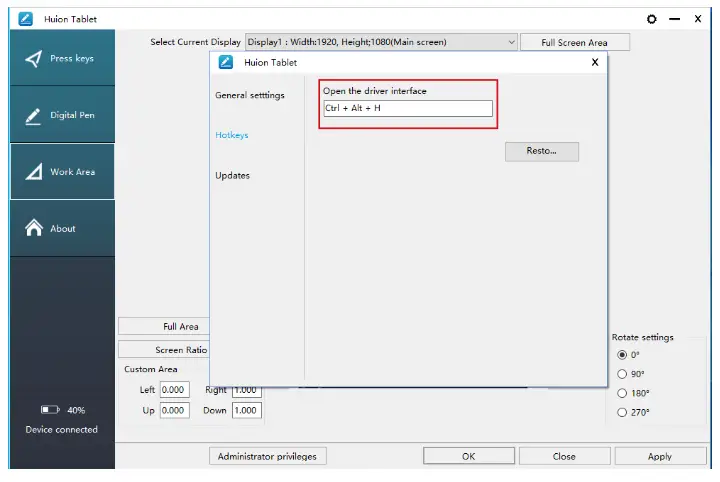 HUION GS2202 KAMVAS 22 Plus Drawing Monitor for Artists - Function Setting 6