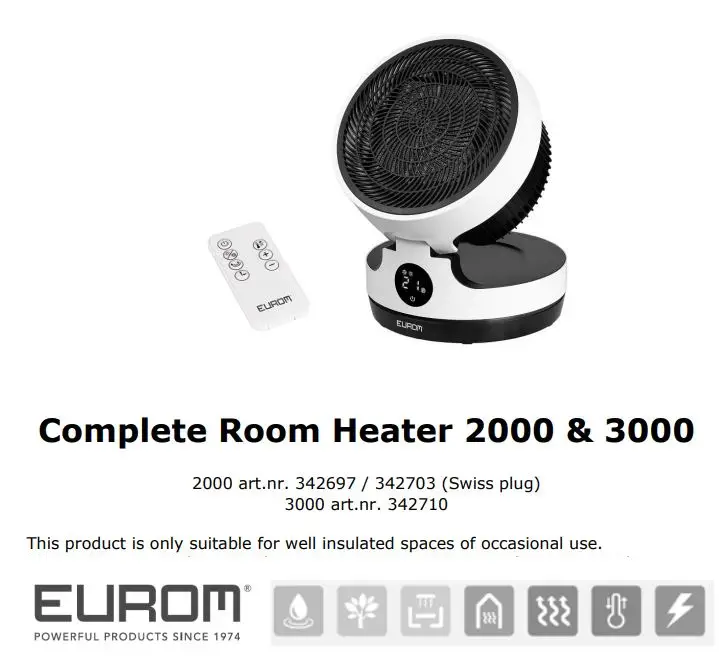 EUROM Complete Room Heater 2000 and 3000 Instruction Manual