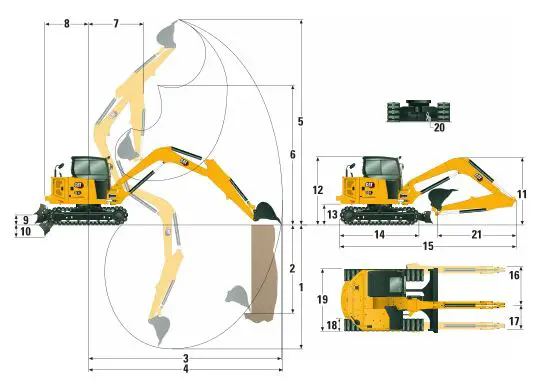 Cat 308 CR Specifications - Dimensions Figure