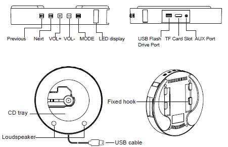 Shenzhen Yirui Youpin Technology YR-Q200 Wall Mountable Bluetooth CD Player 2