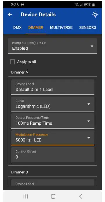 CITY THEATRICAL 5917 QolorFLEX 2x2.5A 900MHz Multiverse Dimmer - Dimmer Screen