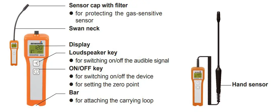 SEWERIN SNOOPER mini Water and gas Leak Detector - Structure – device and display