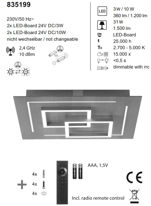 Paul Neuhaus Q-LINEA Wood Decor LED Ceiling Light - fig