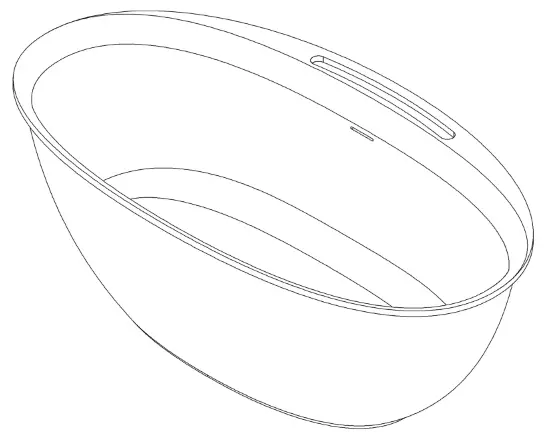 CLOVIS 21S01105 63 63 Inch Stone Resin Flatbottom Solid Surface Freestanding Soaking Bathtub