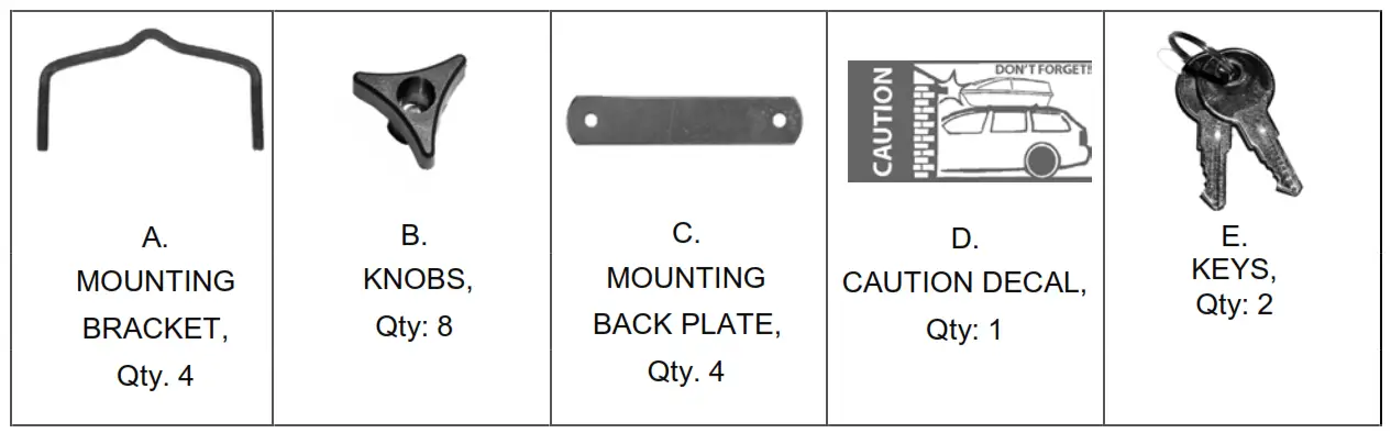 Cabela s Rooftop 10 Cu. Ft. Cargo Carrier - COMPONENTS