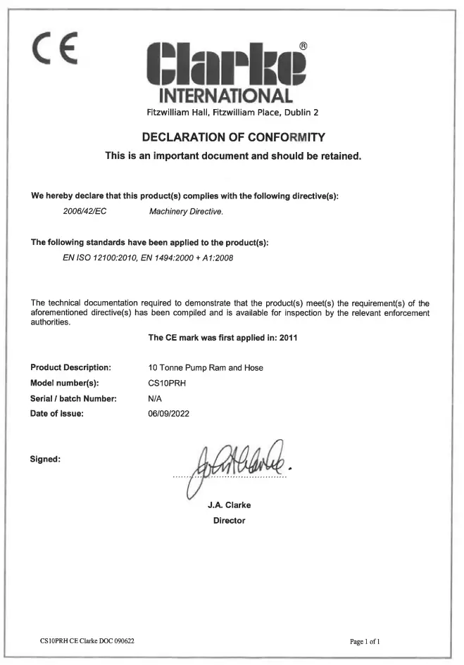 Declaration Of Conformity