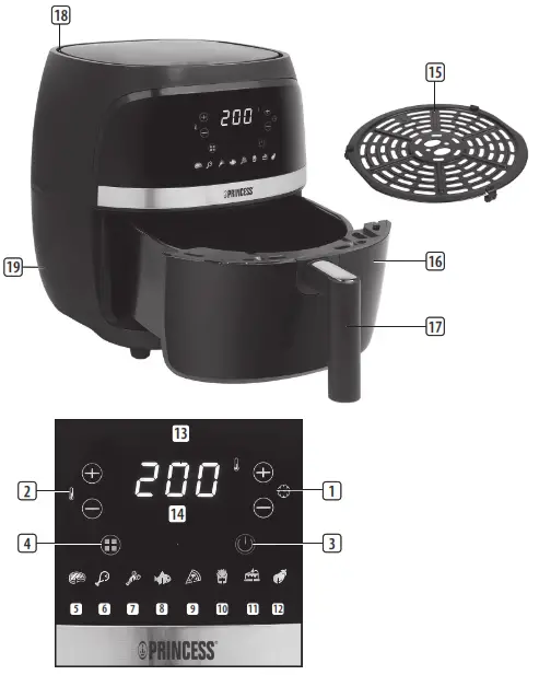 PRINCESS 01.183022.01.001 Hot Air Fryer - Overview