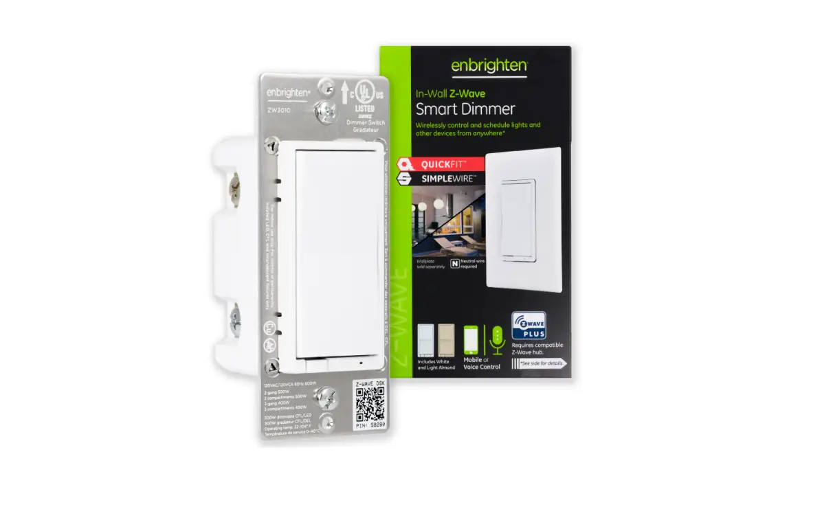 Enbrighten Z-wave Plus In-wall Smart Dimmer, White And Light Almond Paddles, 700s 58438/zwa3016 Manual Enbrighten Z-wave Plus In-wall Smart Dimmer, White And Light Almond Paddles, 700s 58438/zwa3016 Manual