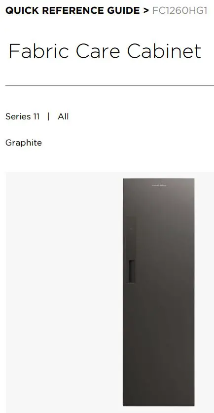 FISHER PAYKEL FC1260HG1 Fabric Care Cabinet User Guide