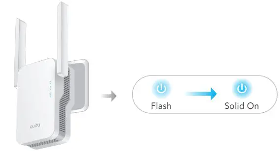 cudy AC1200 Mesh WiFi Extender Installation Guide - Plug the extender next to your router