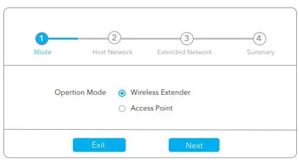 cudy AC1200 Mesh WiFi Extender Installation Guide - Select Wireless Extender,then click Nex