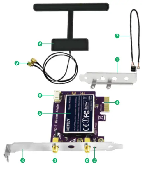 NETELY AX5400 5400Mbps PCIE WiFi Adapter for Windows