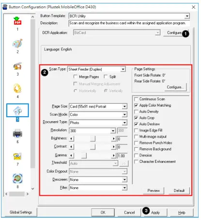 plustek MobileOffice D430- BCR Utility