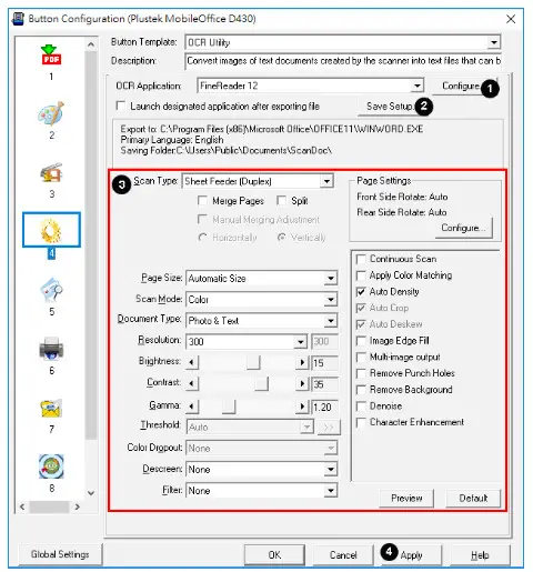 plustek MobileOffice D430- OCR Utility