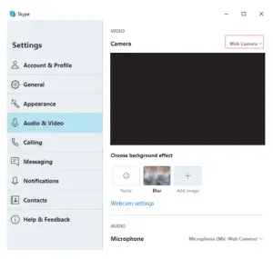 Select the Web camera